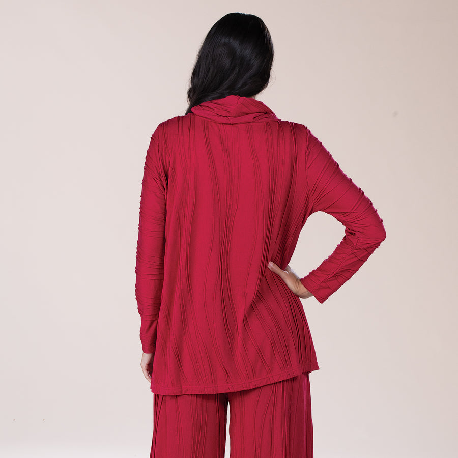 Boho Chic Berry Stitched Cowl Neck Tunic