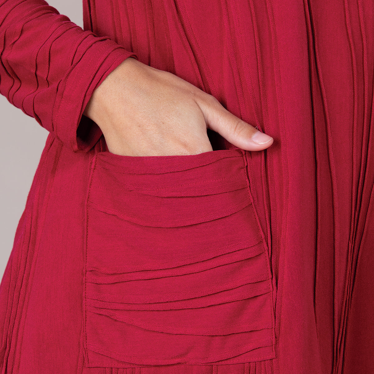 Boho Chic Berry Stitched Cowl Neck Tunic