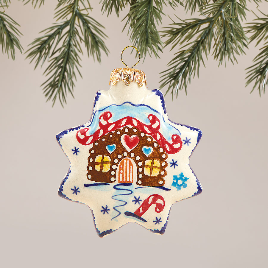 Polish Pottery Gingerbread Village Star Ornament