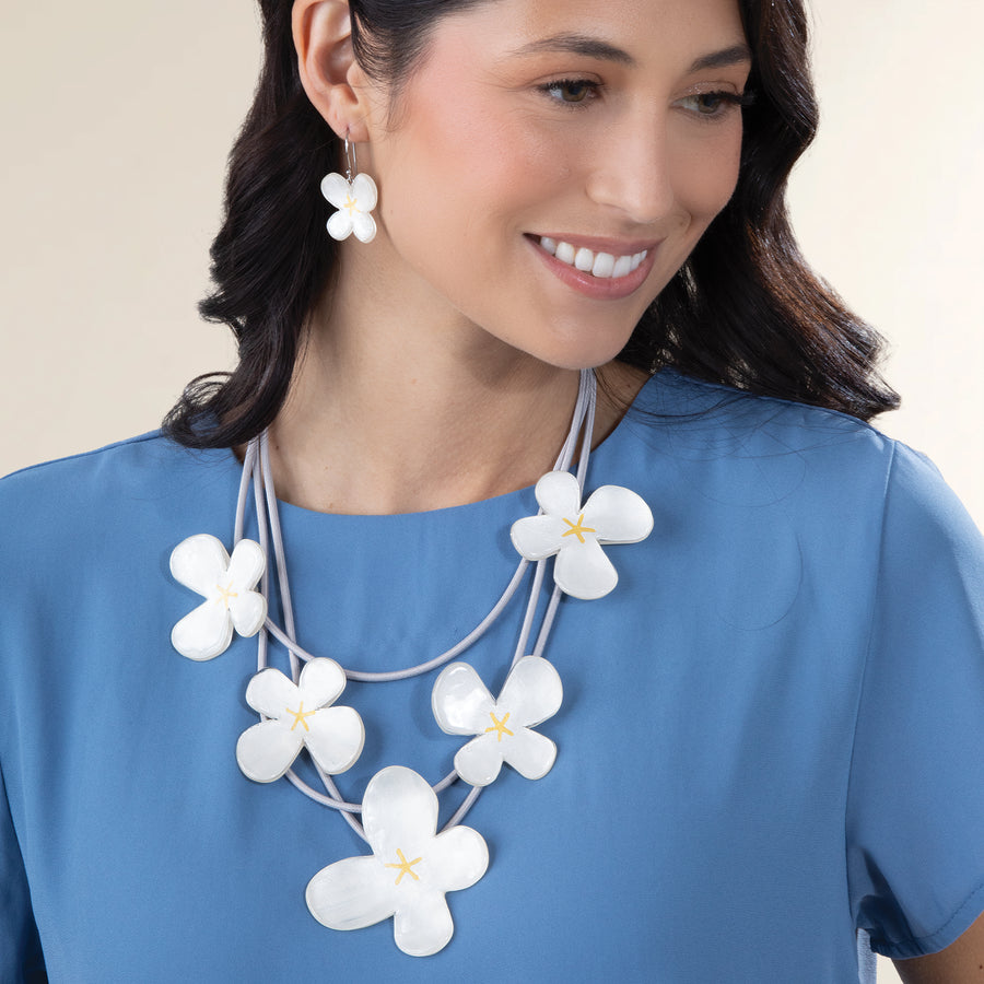 Cherry Blossom Floral Necklace & Earrings Set