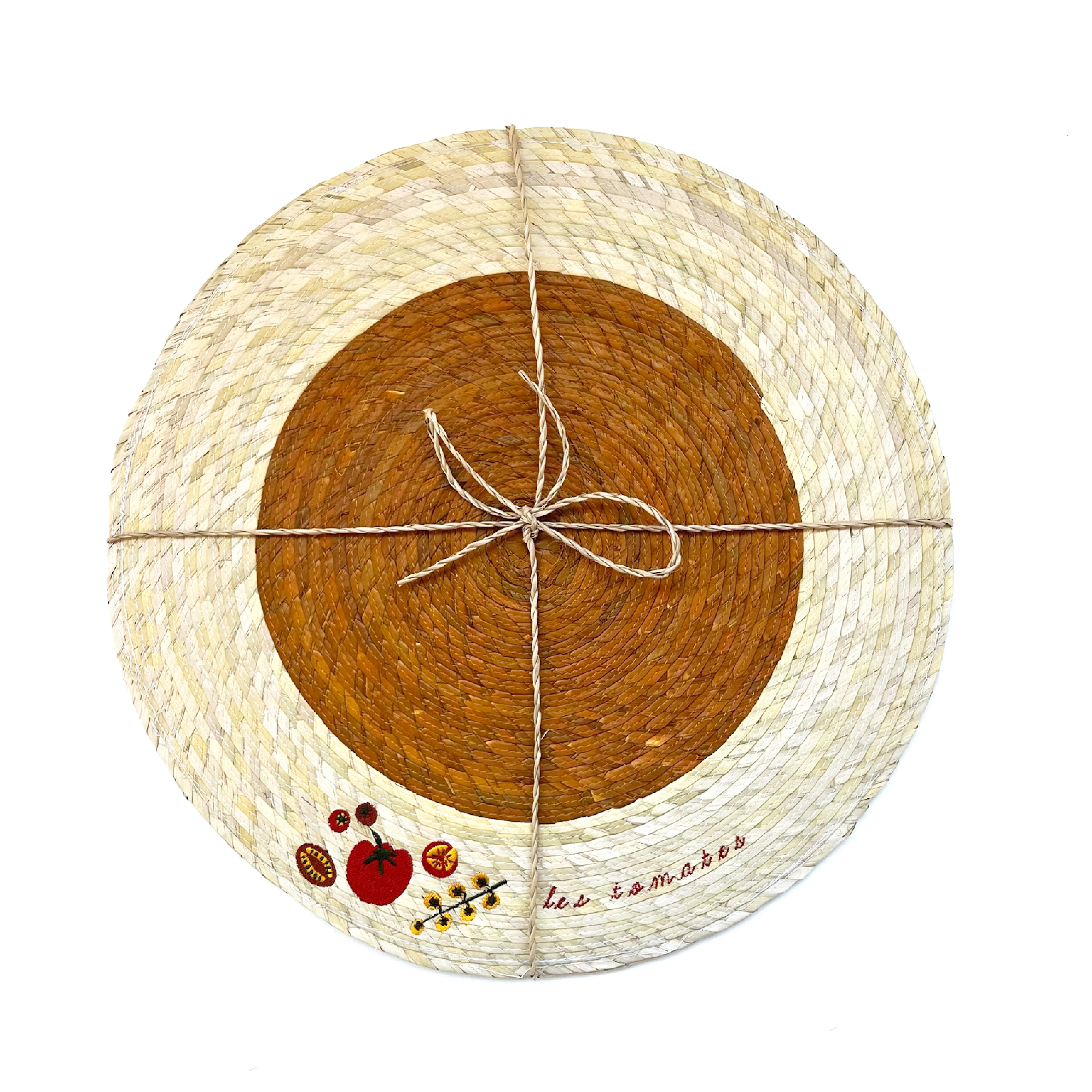 S/2 Palm Double Sided Placemat with Embroidery - Les Tomates