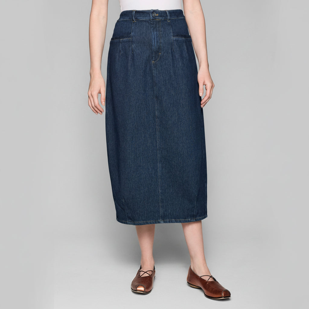 Dream Knit Denim Cocoon Skirt - Indigo