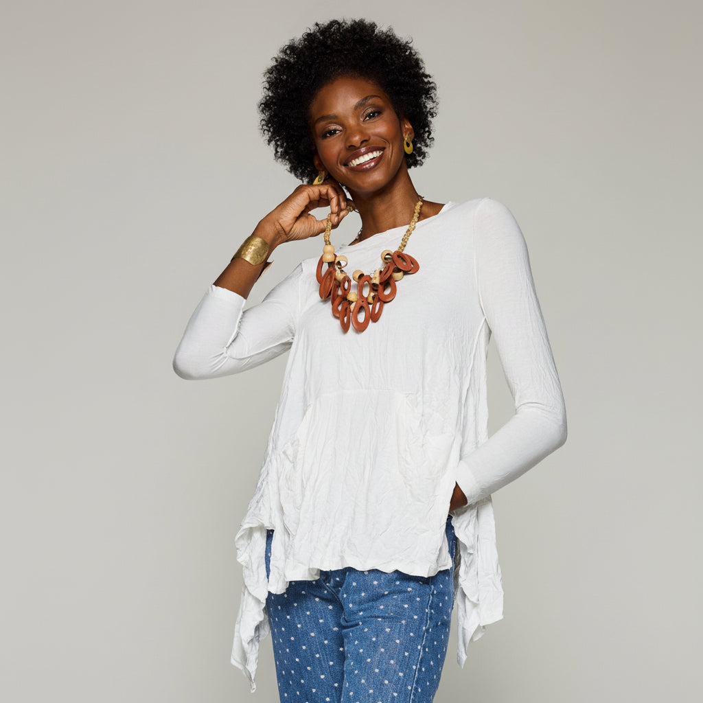 Crushed Tencel Britta Tunic - White