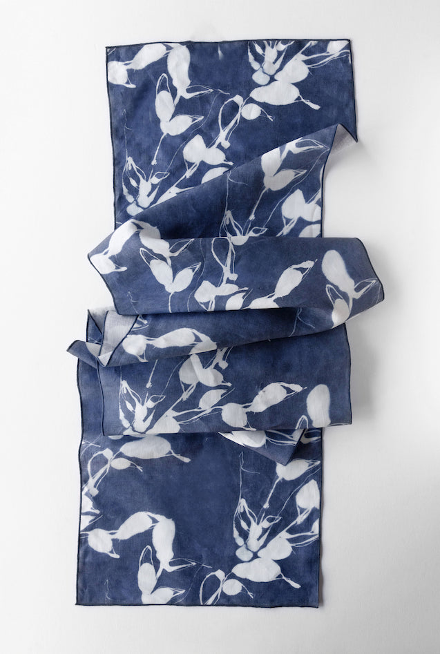 Handmade Porto Print Table Runner, Indigo