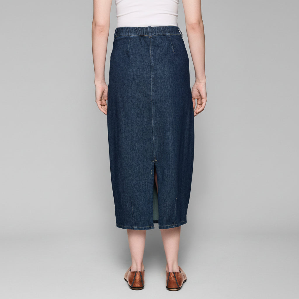 Dream Knit Denim Cocoon Skirt - Indigo