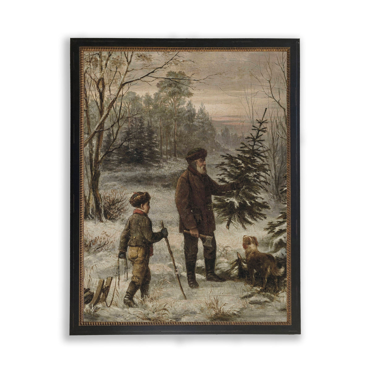 Vintage Christmas Tree Hunt Framed Print
