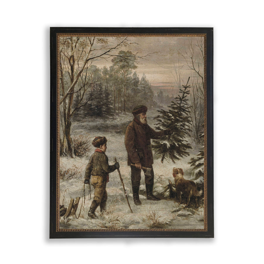 Vintage Christmas Tree Hunt Framed Print