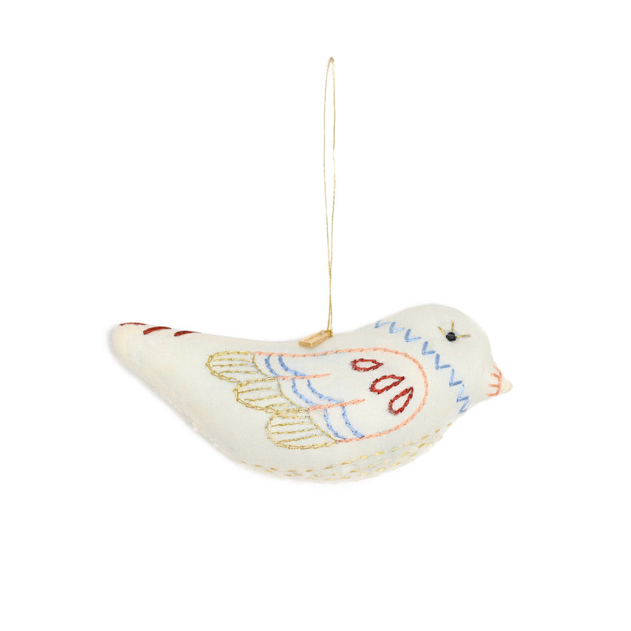 Hand-Embroidered Bird Ornament