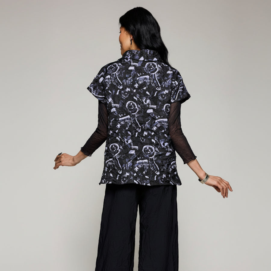 Daria Top - Black/Violet Print