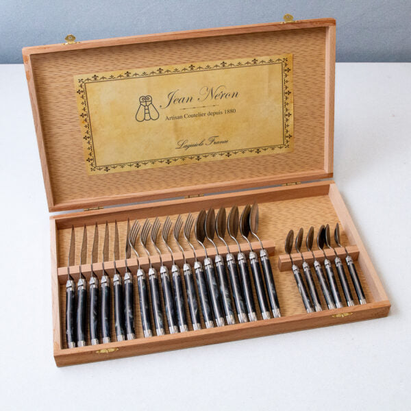 Laguiole Black Marble Flatware Set of 24