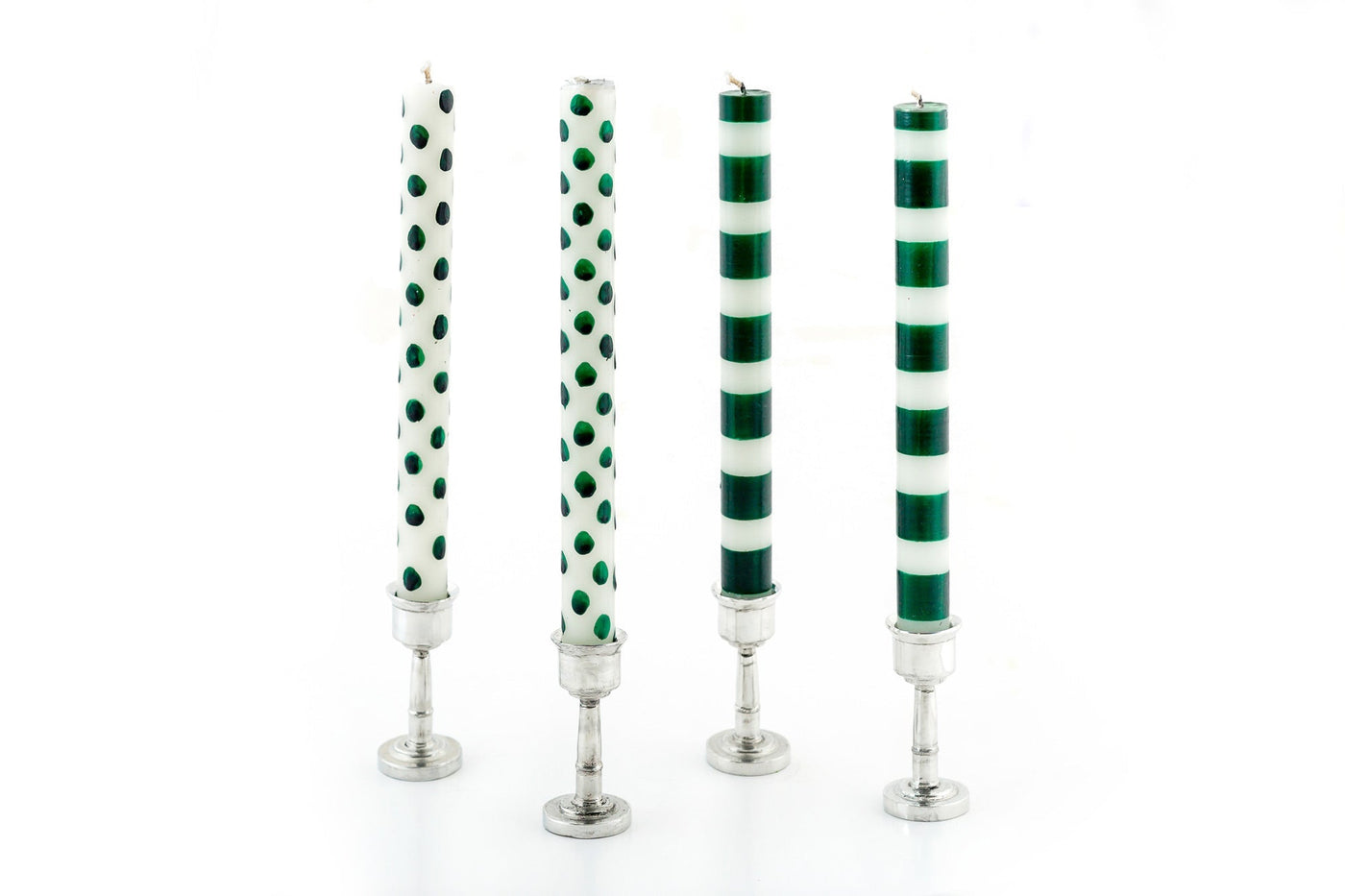 Green Dots & Stripes Tapers Set of 4