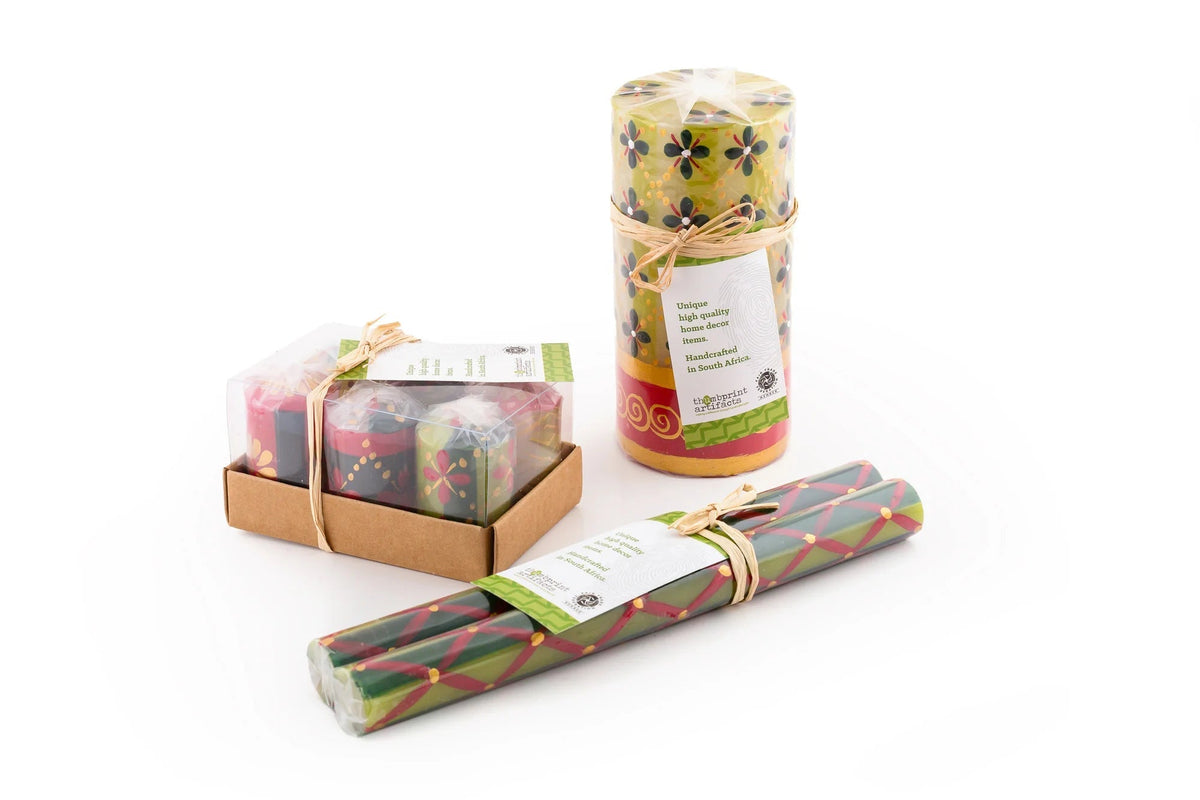Traditional Christmas Painted Candles