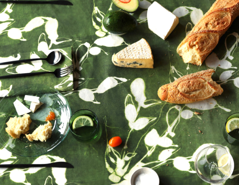 Handmade Porto Print Napkin, Olive