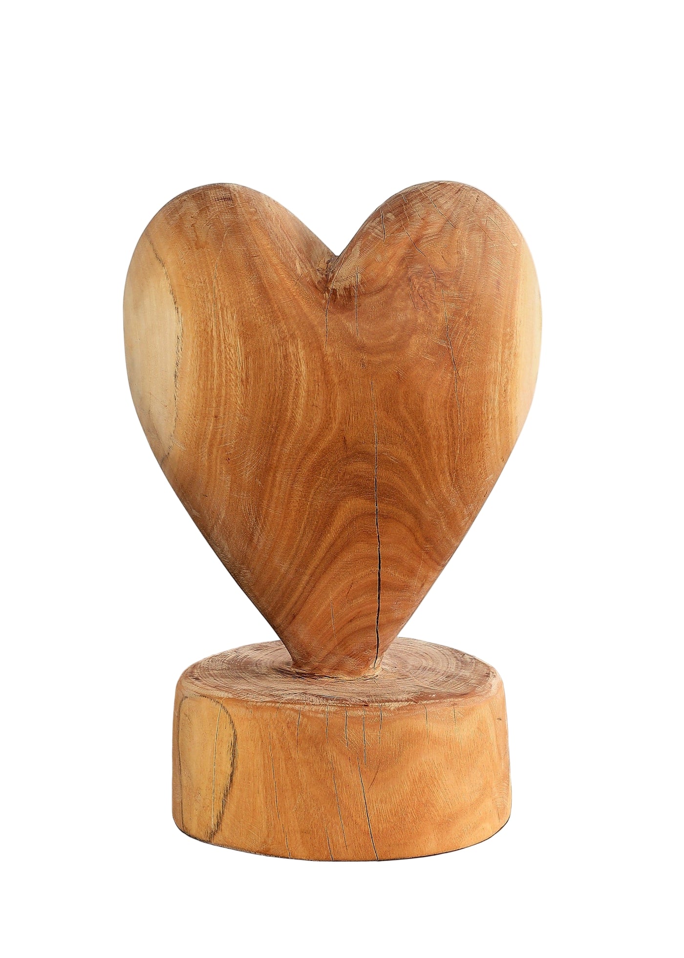 Heart on a Pedestal Eucalyptus Wood Sculpture