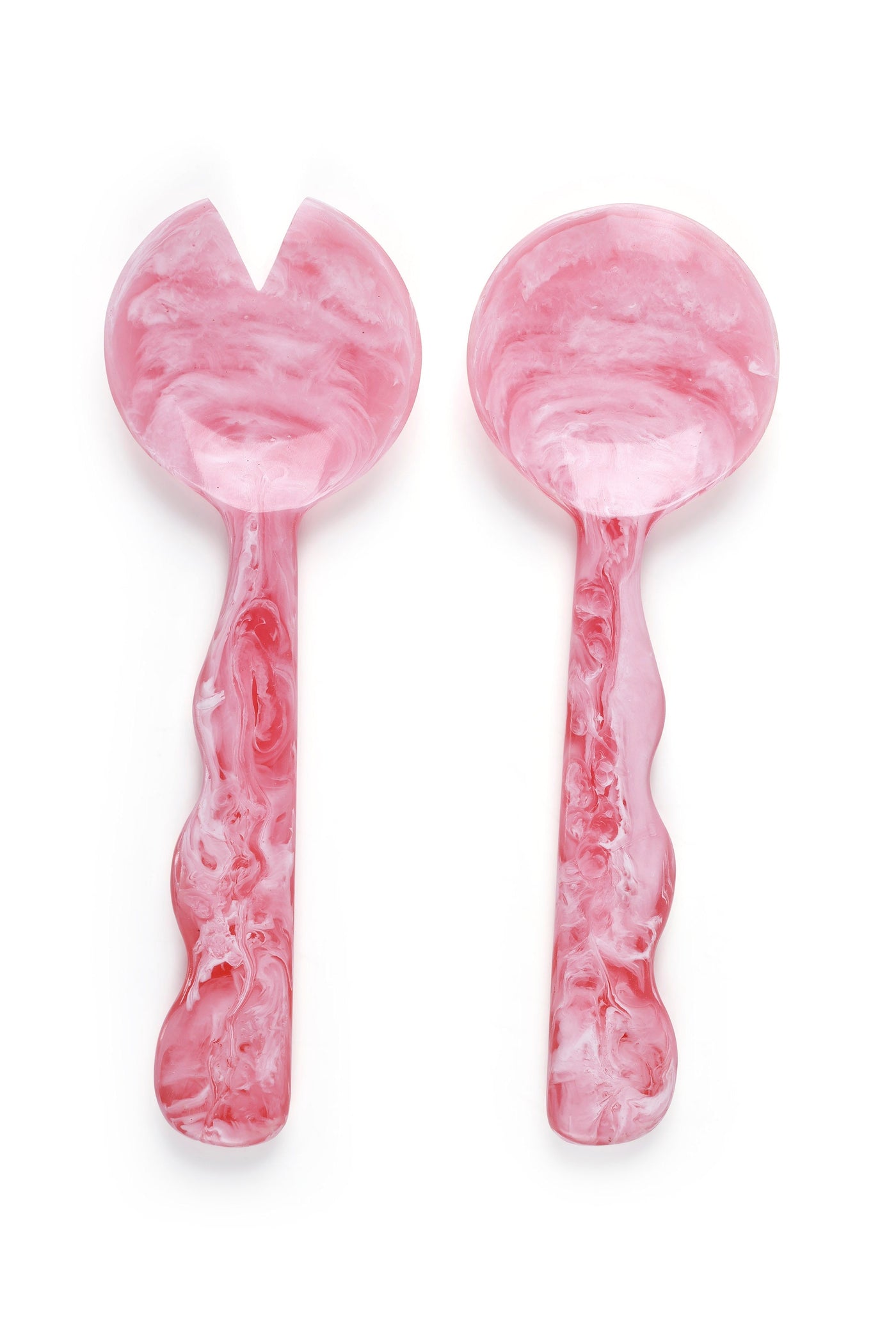 Handcrafted Resin Salad Server, Pink Set of 2