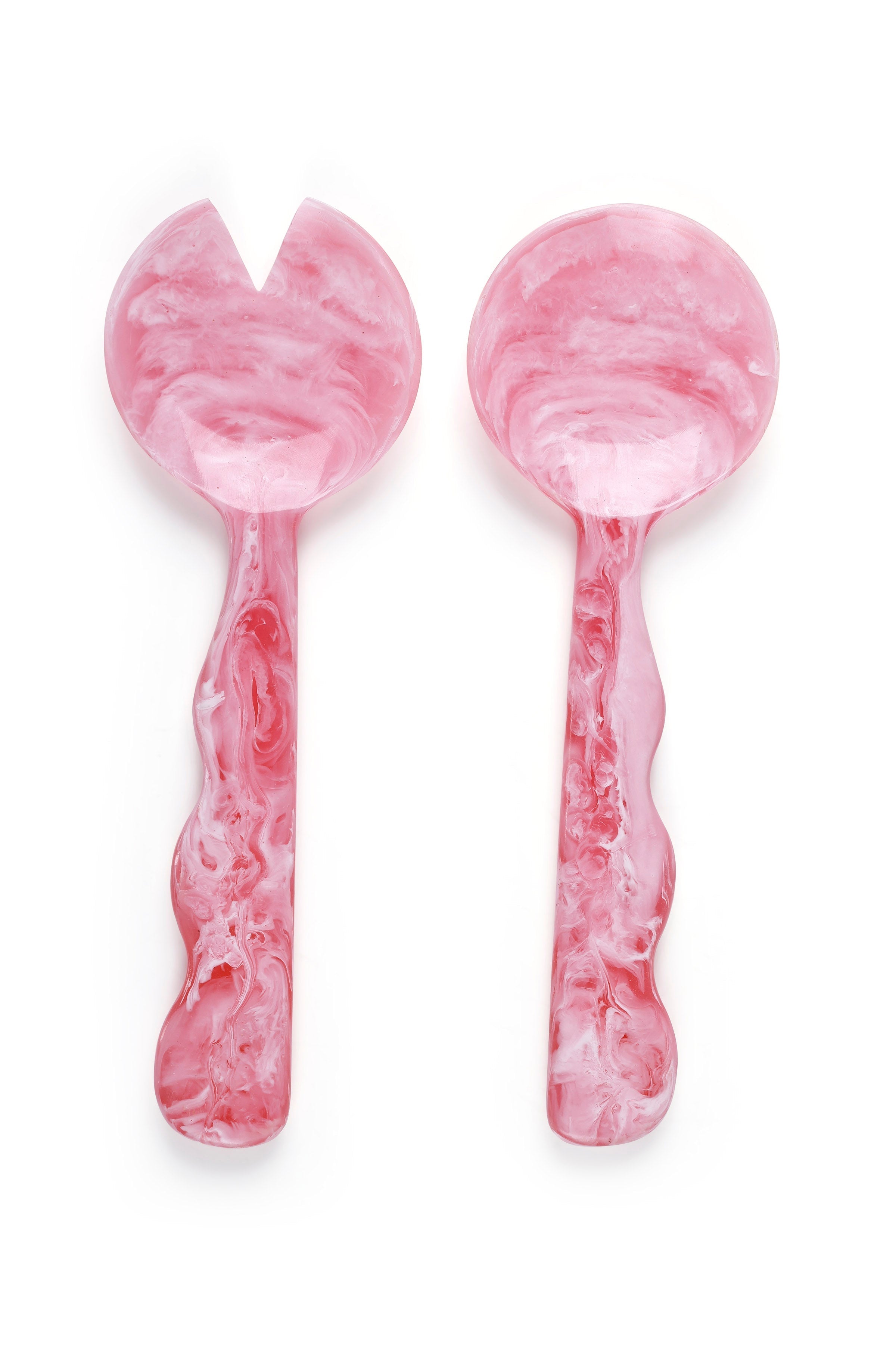 Handcrafted Resin Salad Server, Pink Set of 2