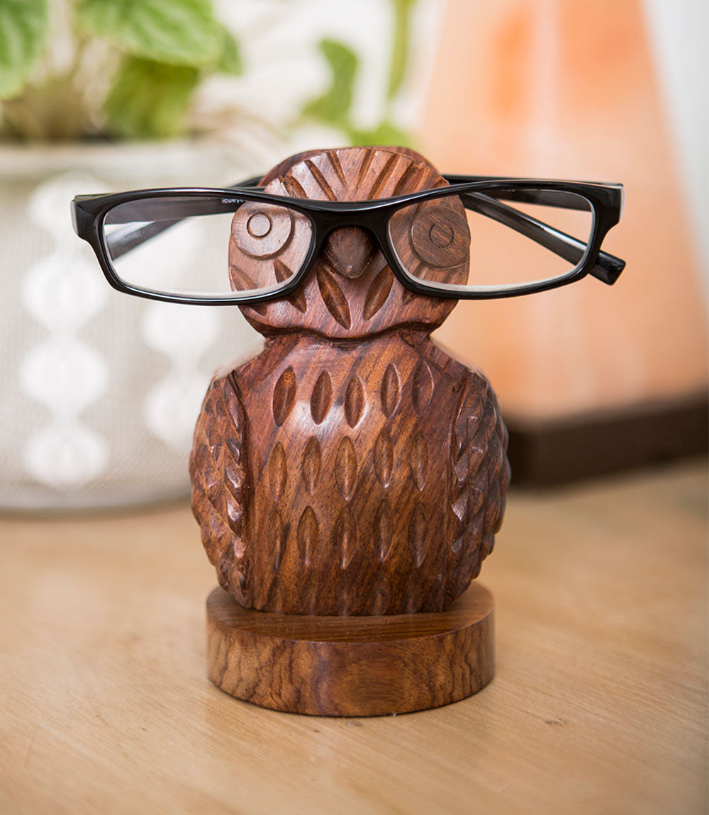 Hand-Carved Owl Eyeglass Holder