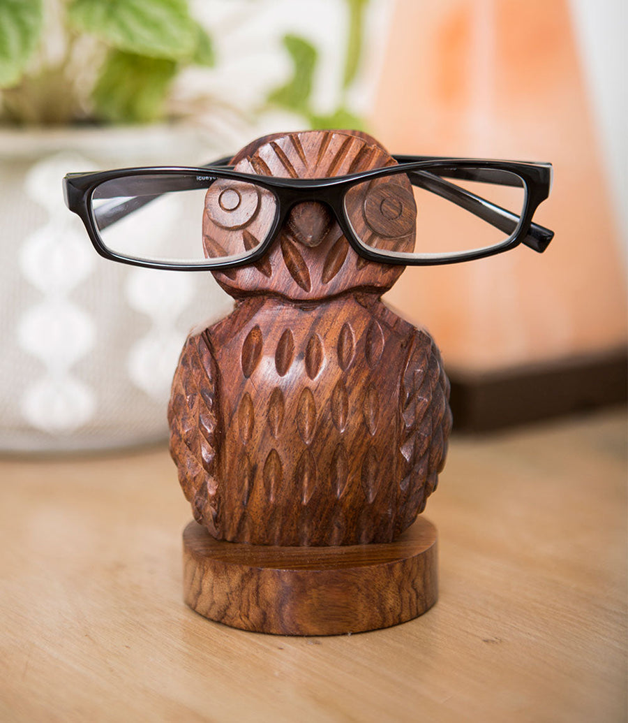 Hand-Carved Owl Eyeglass Holder