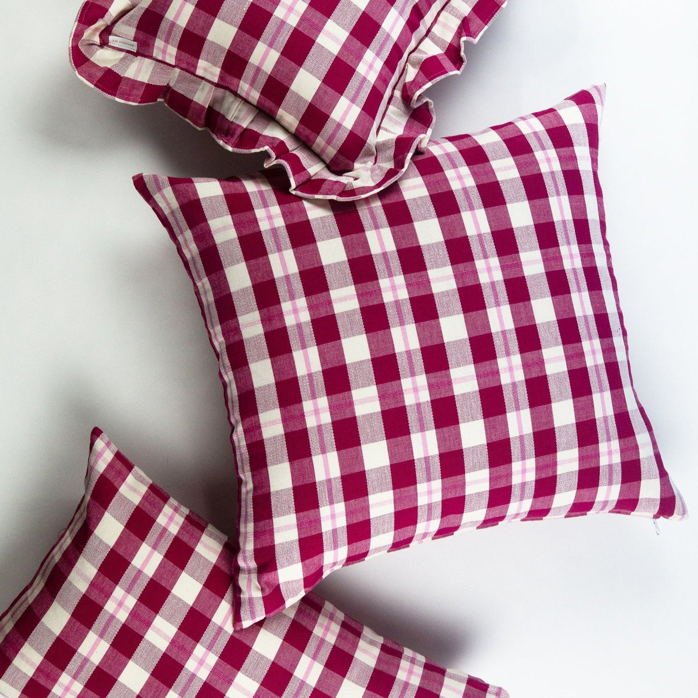 Archive NY Abigail Handmade Plaid Square Pillow, 20"x20"