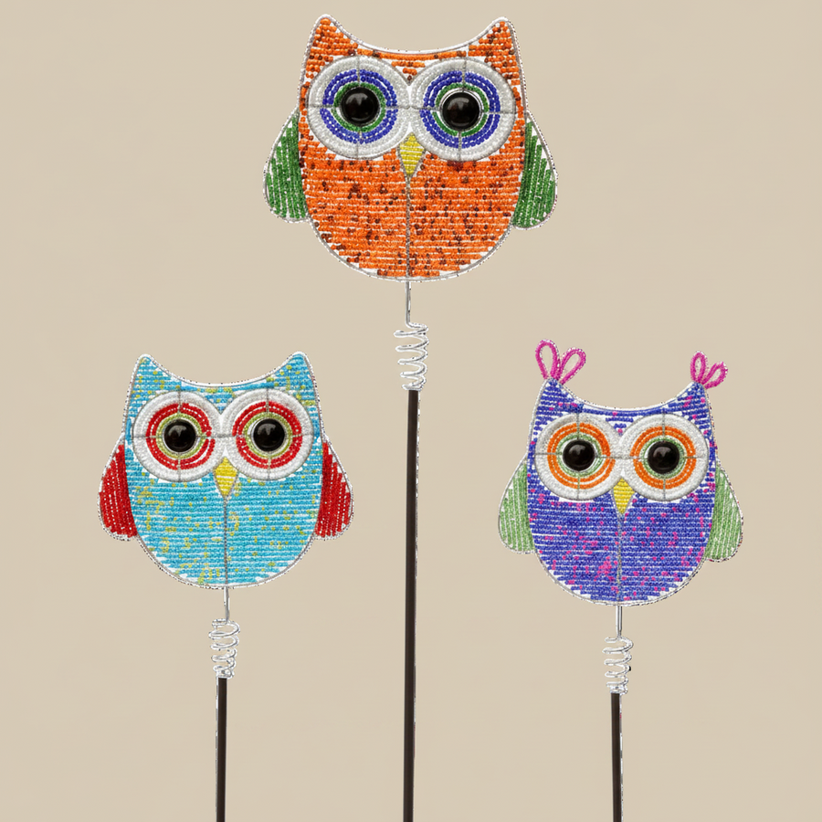 Owl Garden Stake, Asst (Set of 3)