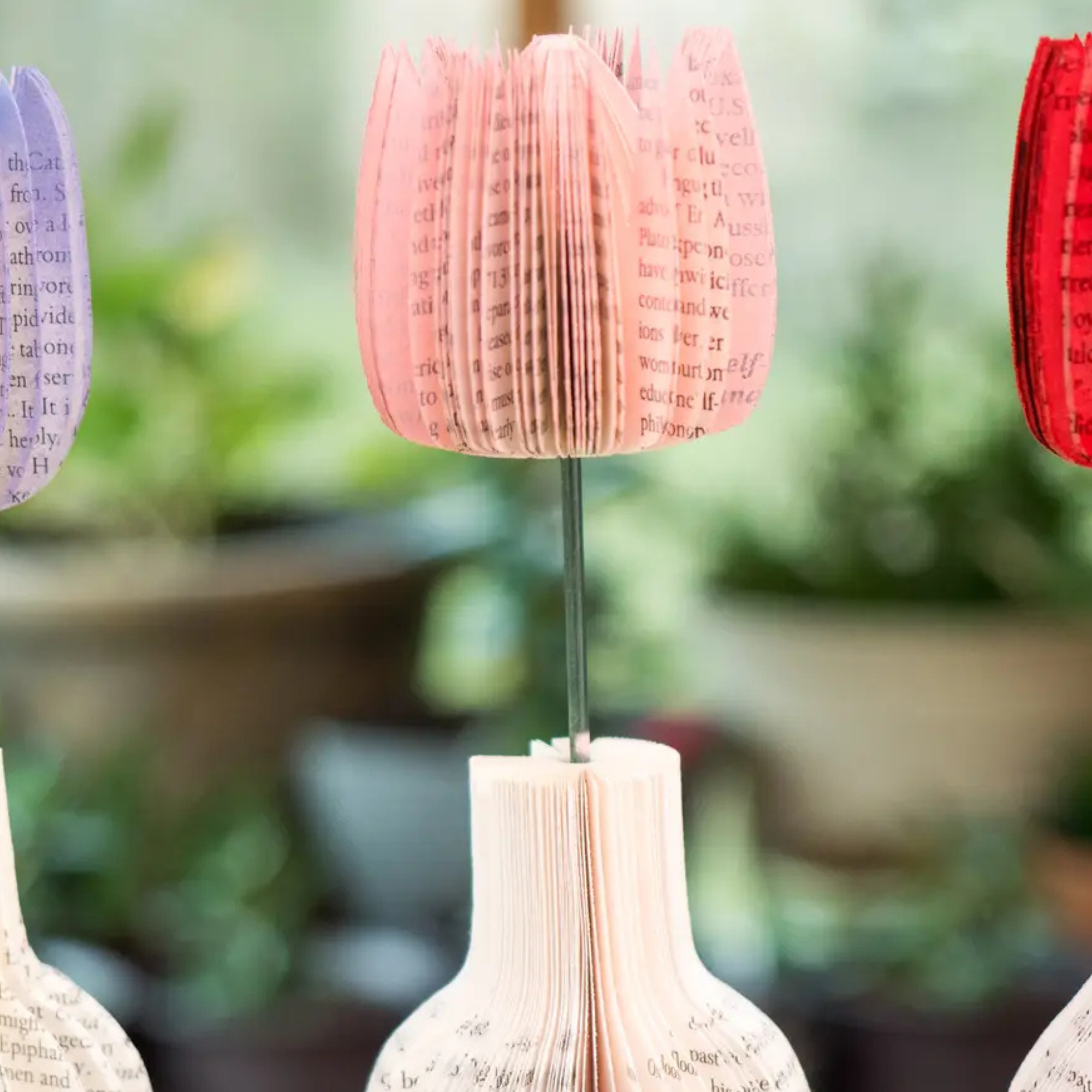 Book Page Flower Vase