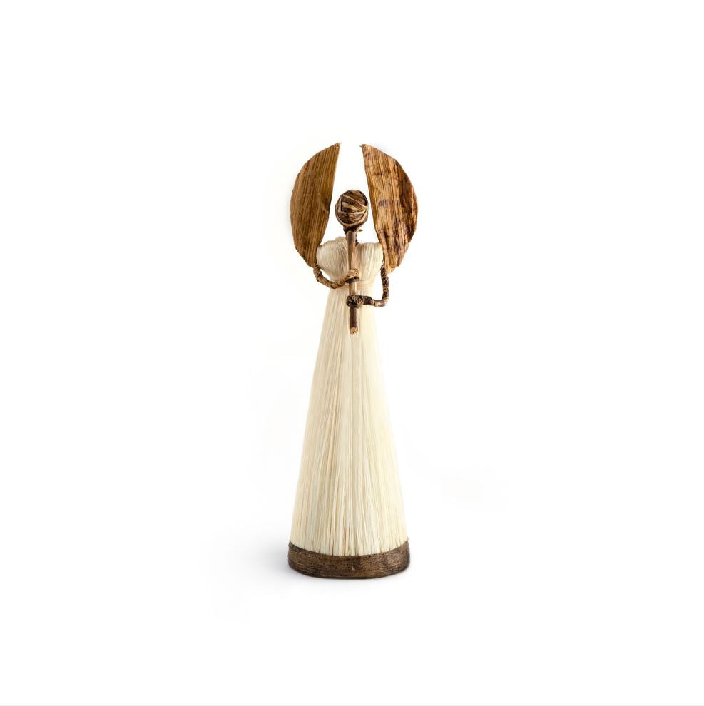 Handmade Sisal Angel Holiday Figurine, 8.5"