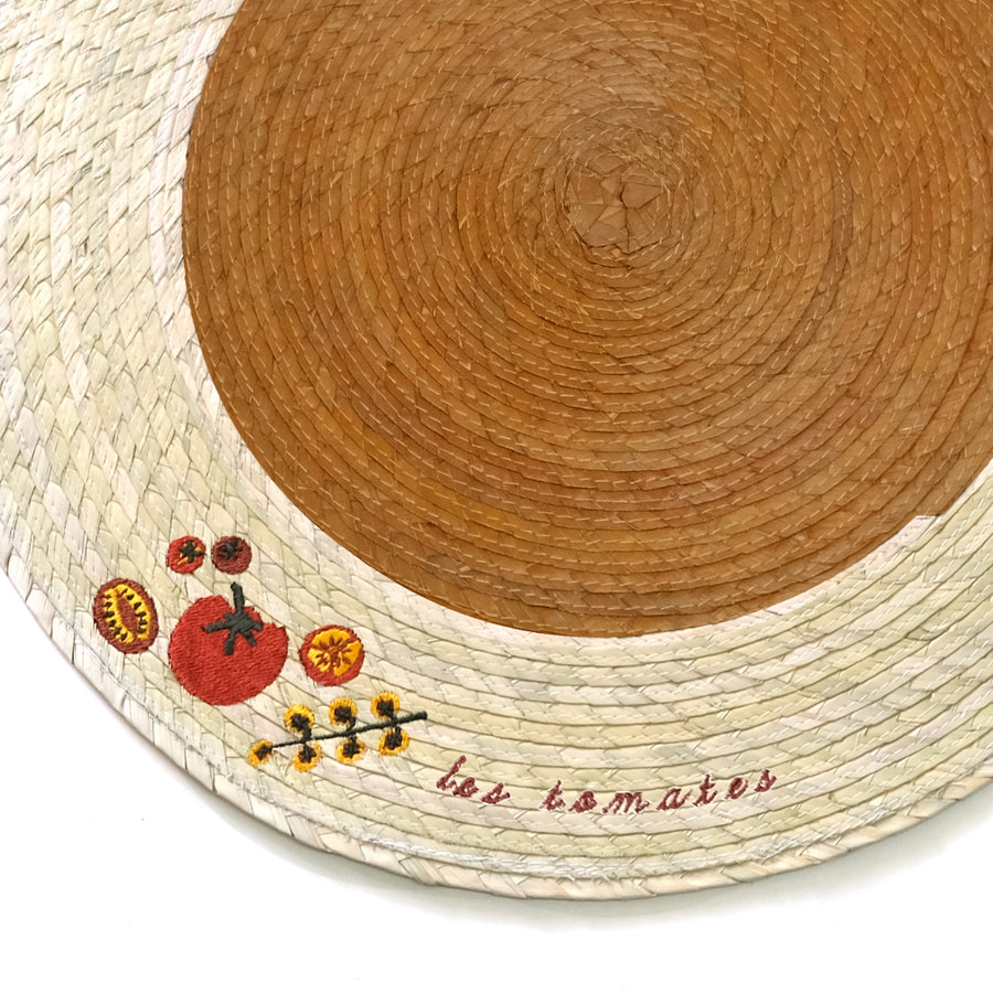S/2 Palm Double Sided Placemat with Embroidery - Les Tomates
