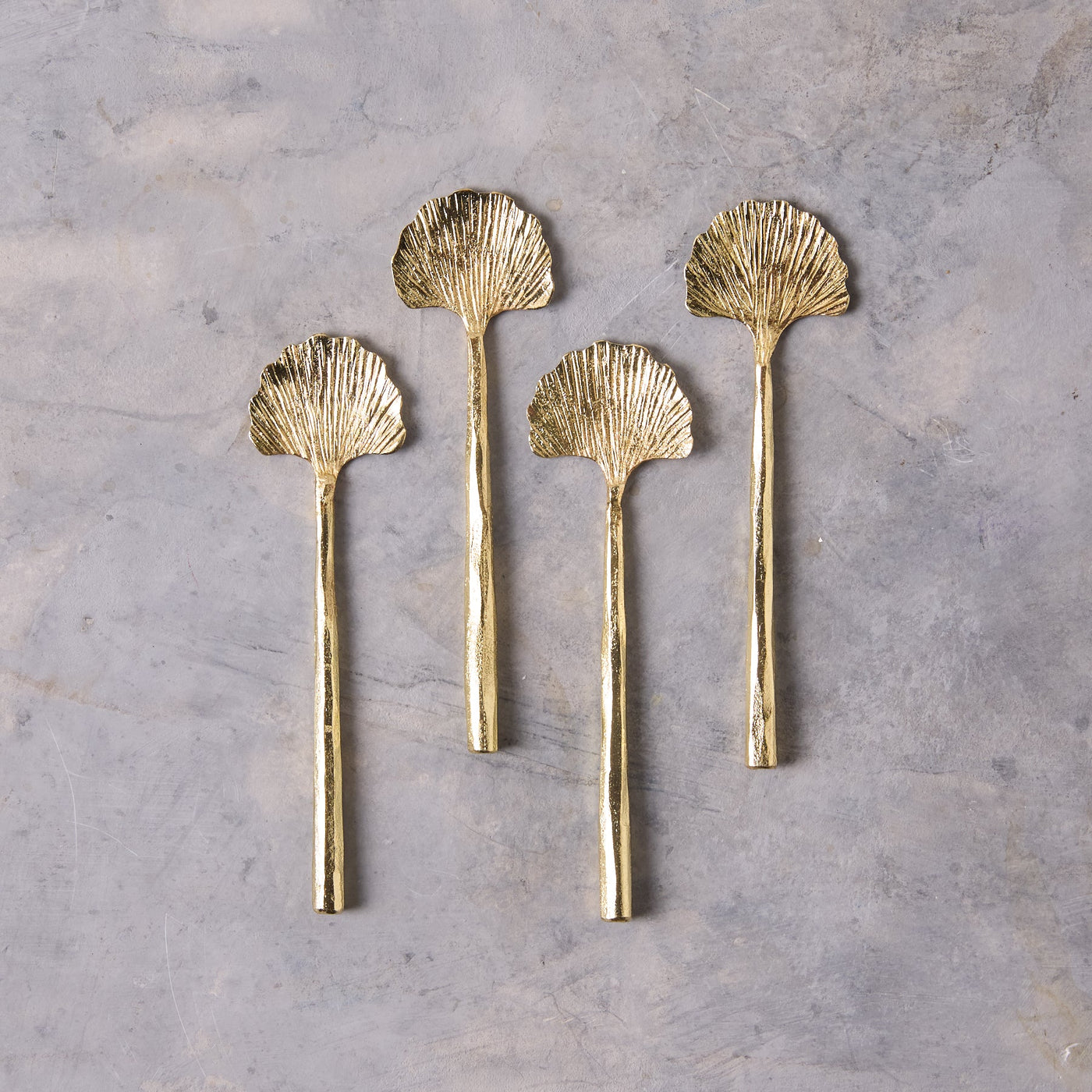 Gingko Mini Spoons, Gold, Set of 4
