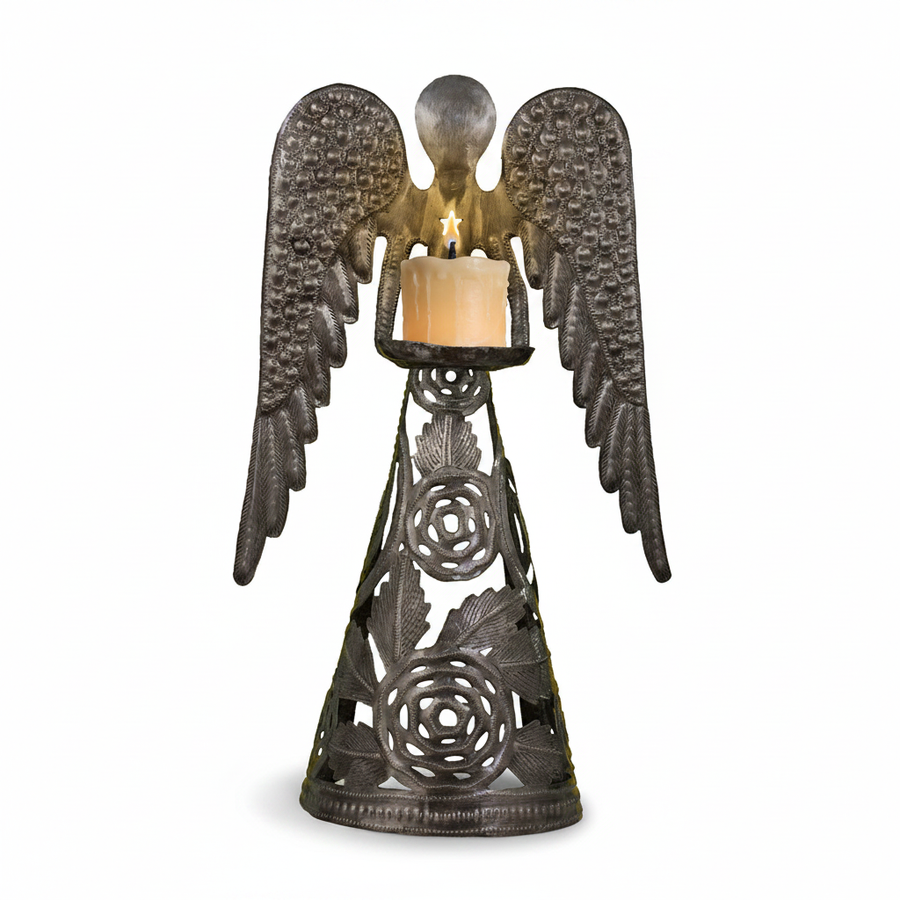 Standing Rose Angel Candle Holder