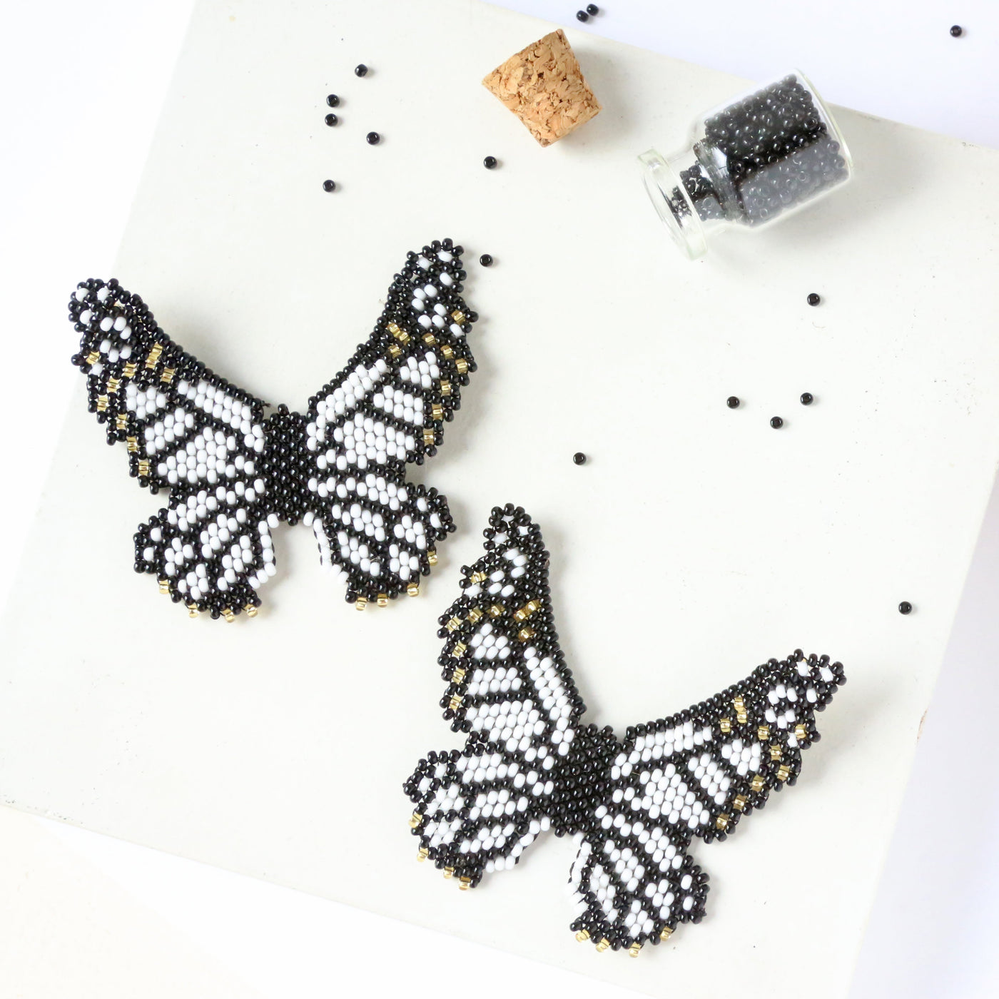Butterfly White Embera Earrings