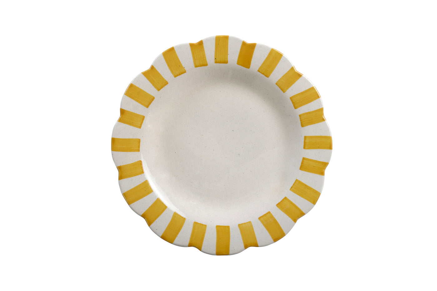 Handmade Ceramic Stripe Dinner Plate, Yellow 10" Set of 4