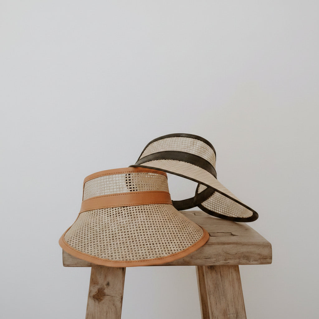 Sumi Leather and Cane Rattan Visor