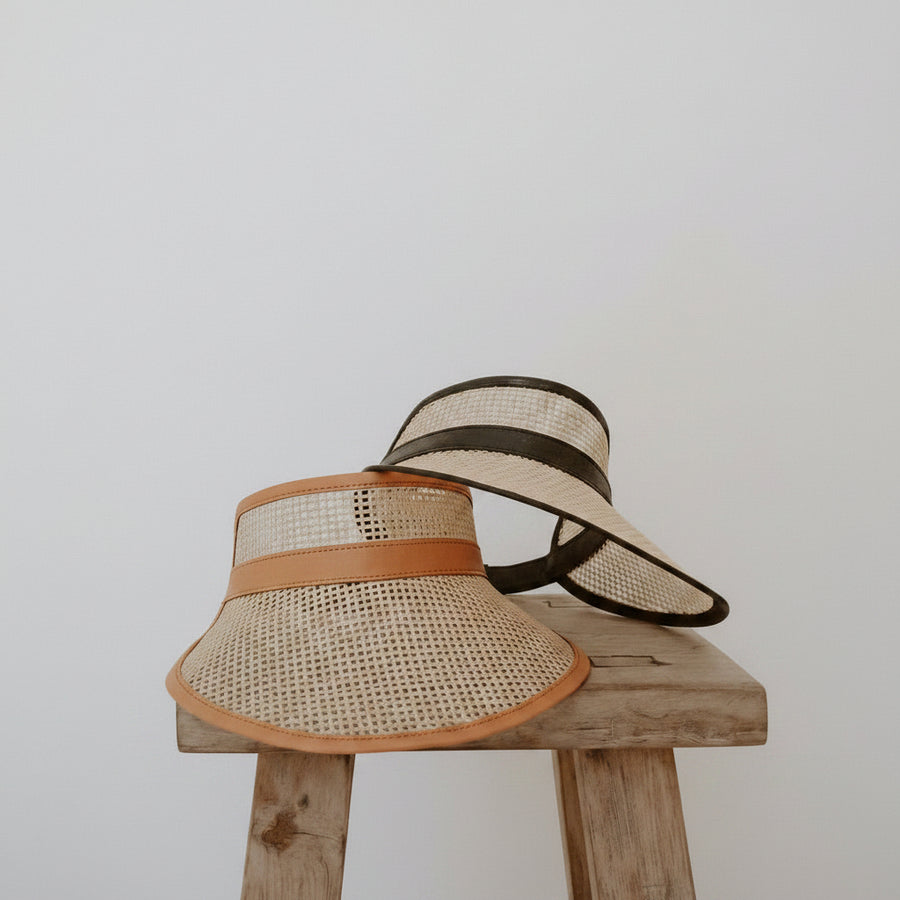 Sumi Leather and Cane Rattan Visor