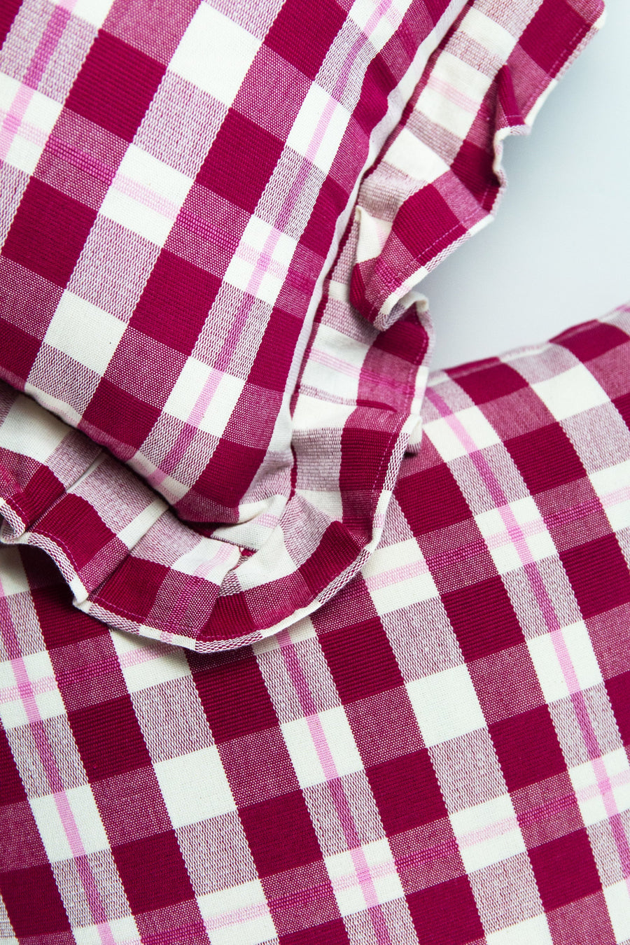 Archive NY Abigaill Handmade Plaid Ruffle Pillow, 15"x 20"