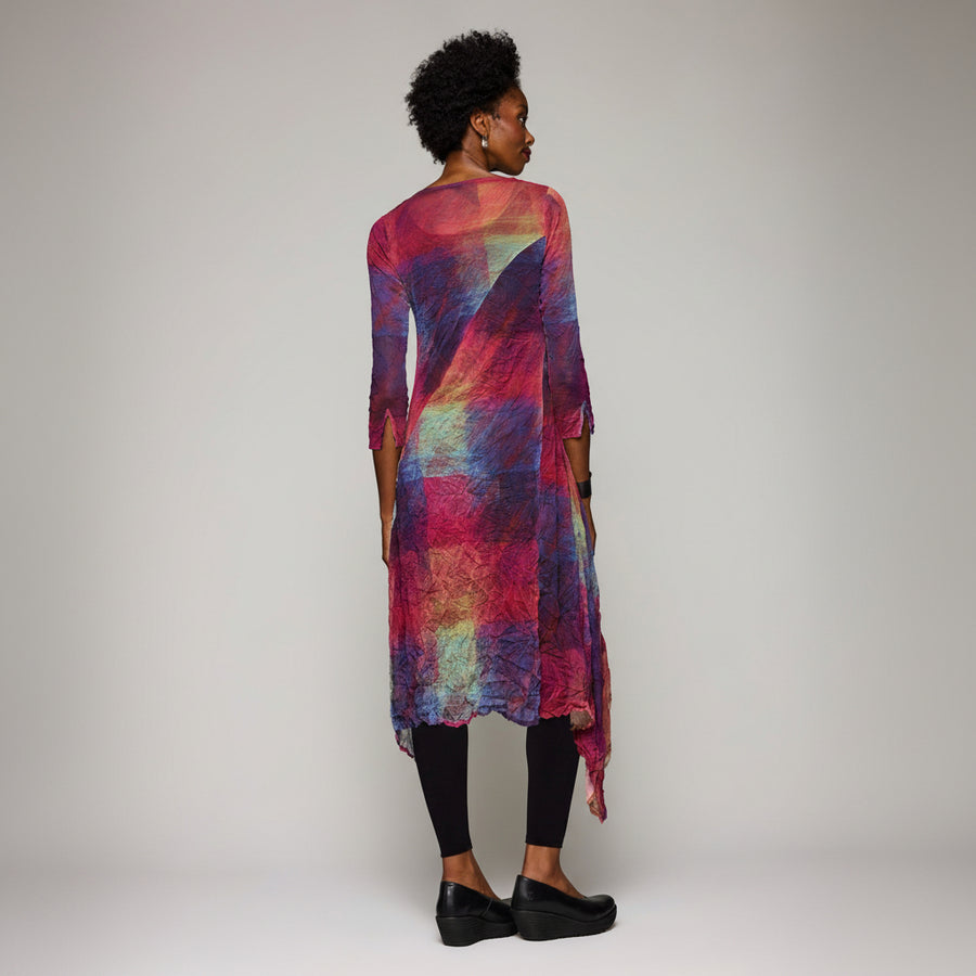 Mesh Mireille Dress - Magenta Madras