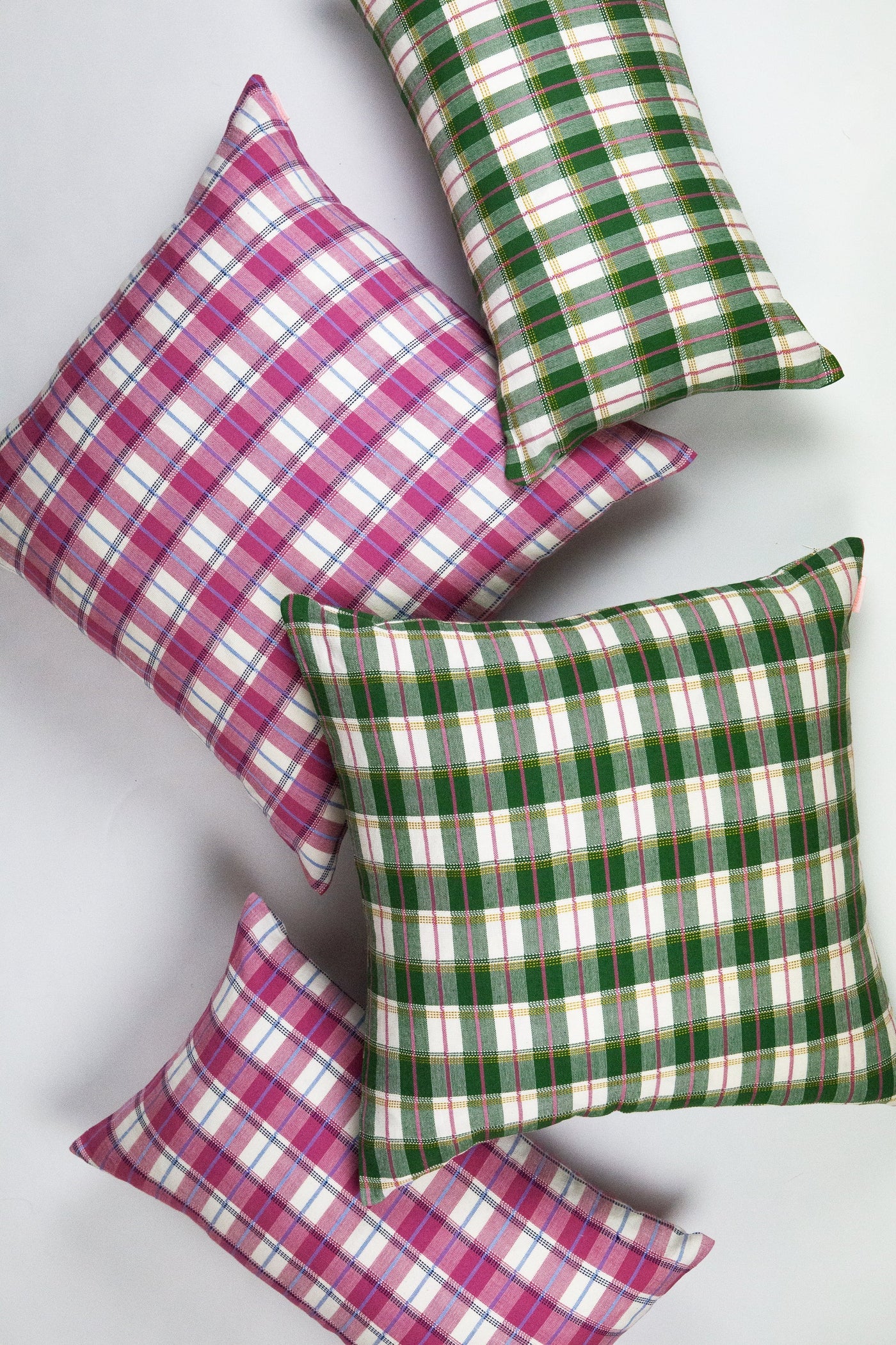 Archive NY San Andres Handwoven Gingham Green Lumbar Pillow, 12"x20"