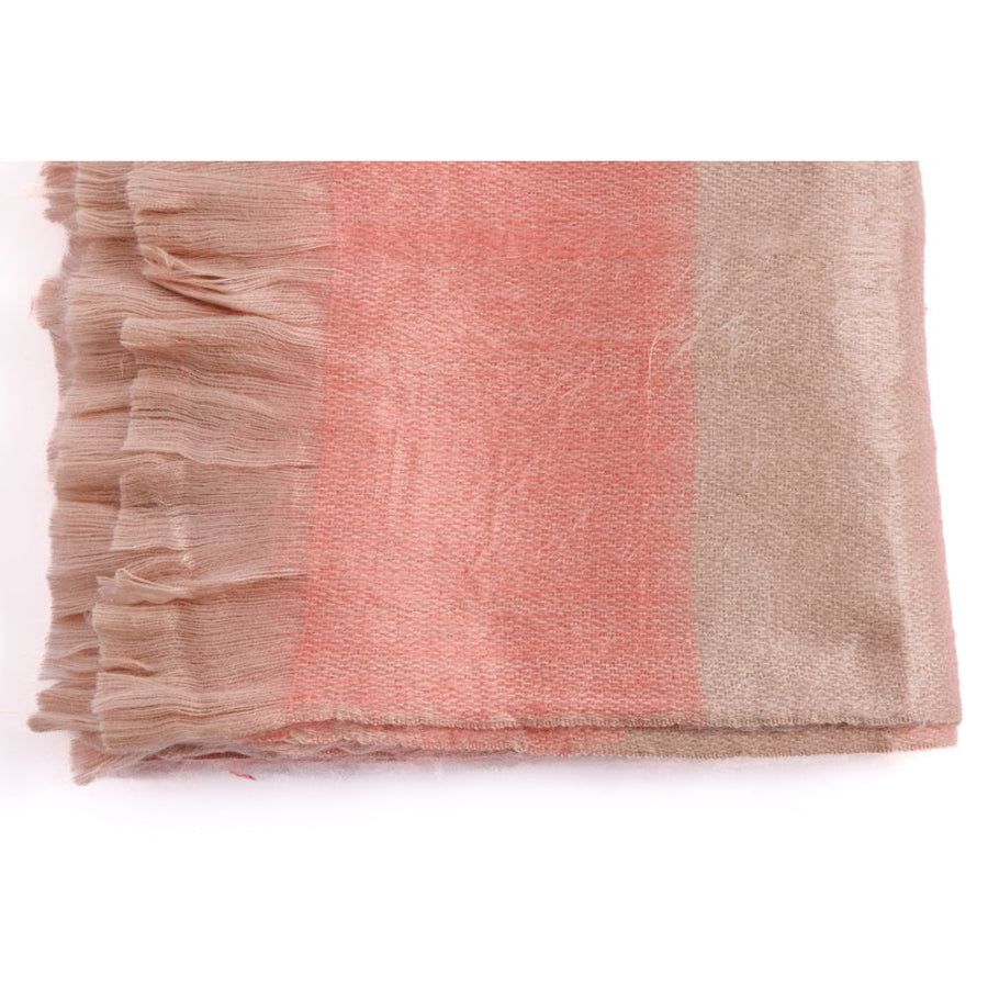 Faded Coral Throw Blanket with Eyelash Trim - Kallpa Collection