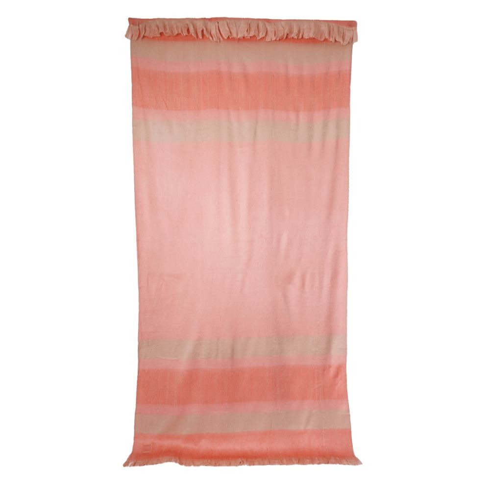 Faded Coral Throw Blanket with Eyelash Trim - Kallpa Collection