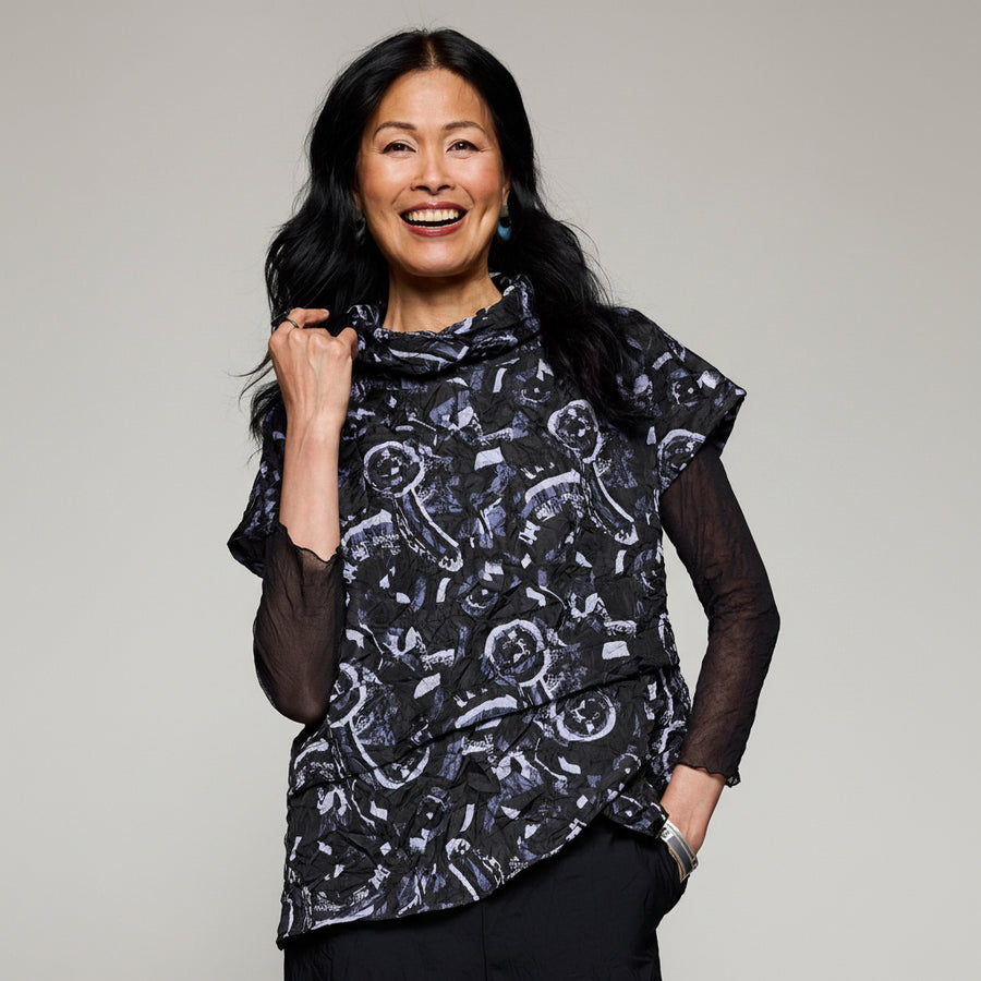 Daria Top - Black/Violet Print
