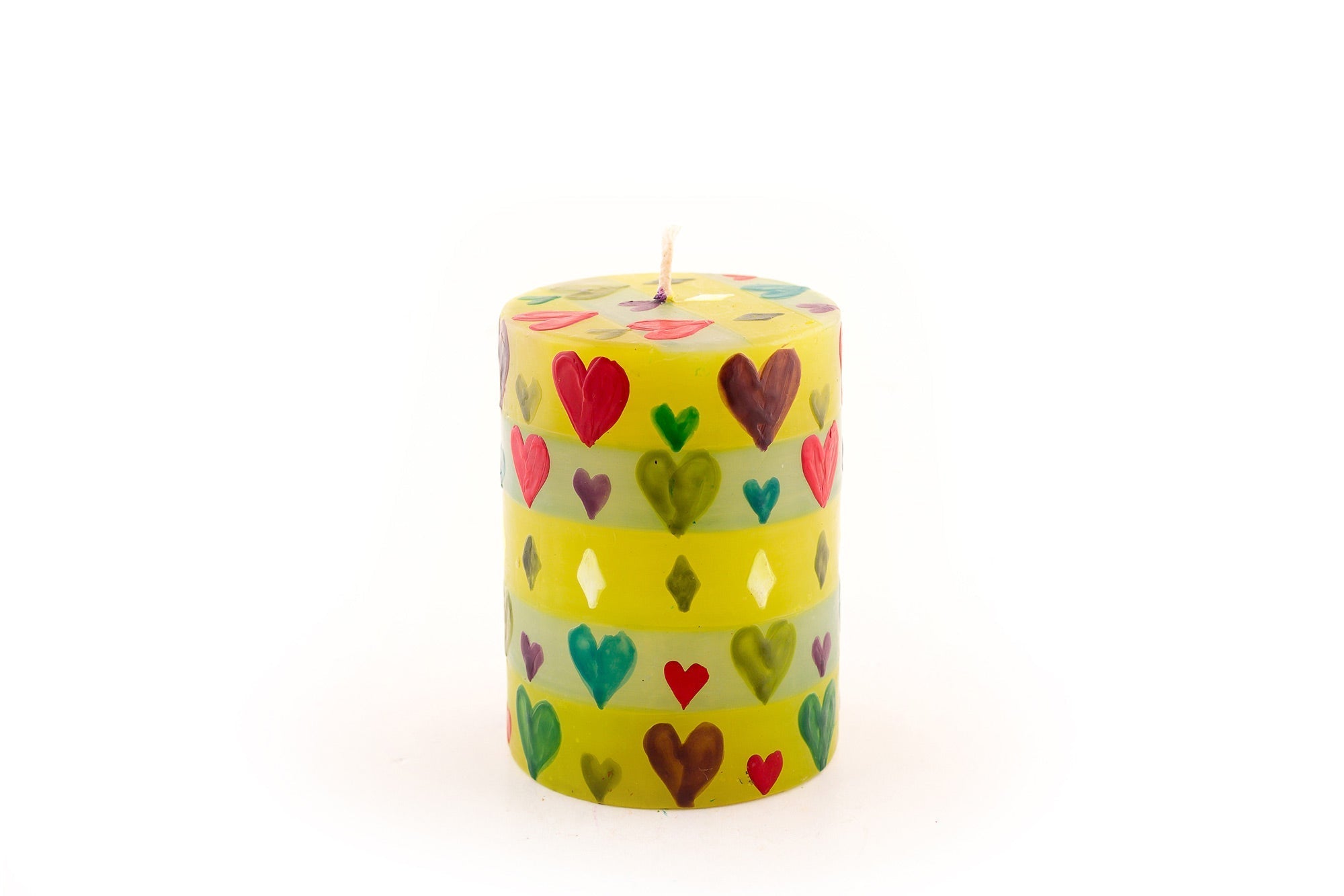 Pastel Hearts Painted Candles