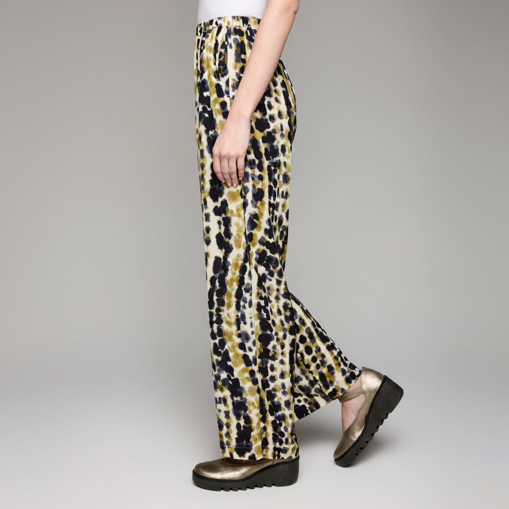 Crepe Patterned Pant - Ivory/Olive/Slate