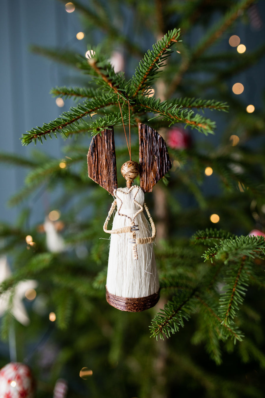 Handmade Sisal Angel Holiday Figurine, 6"