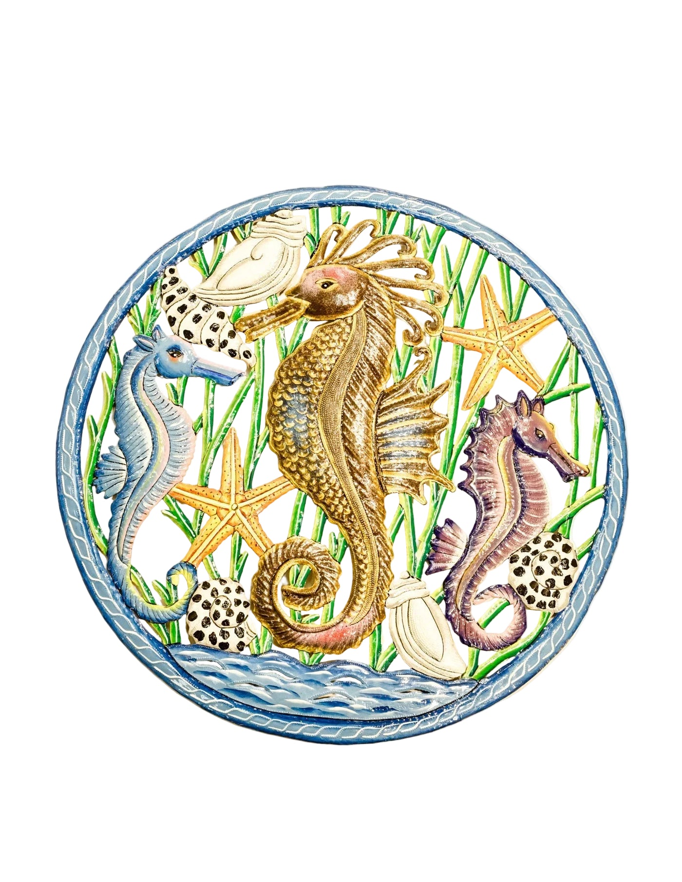 Painted Trio of Seahorses