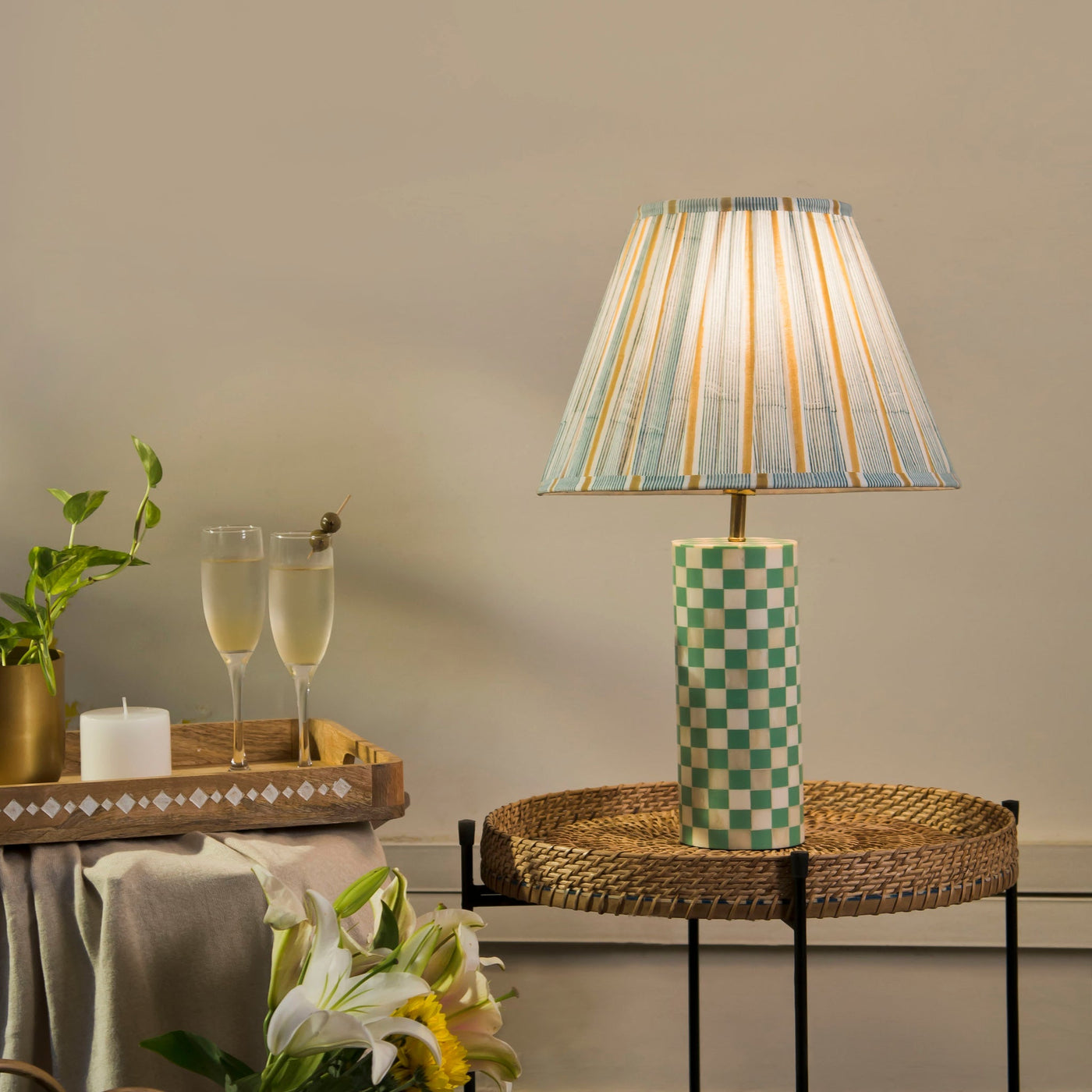 Handcrafted Accent Lamp Shade, Sunny Stripes