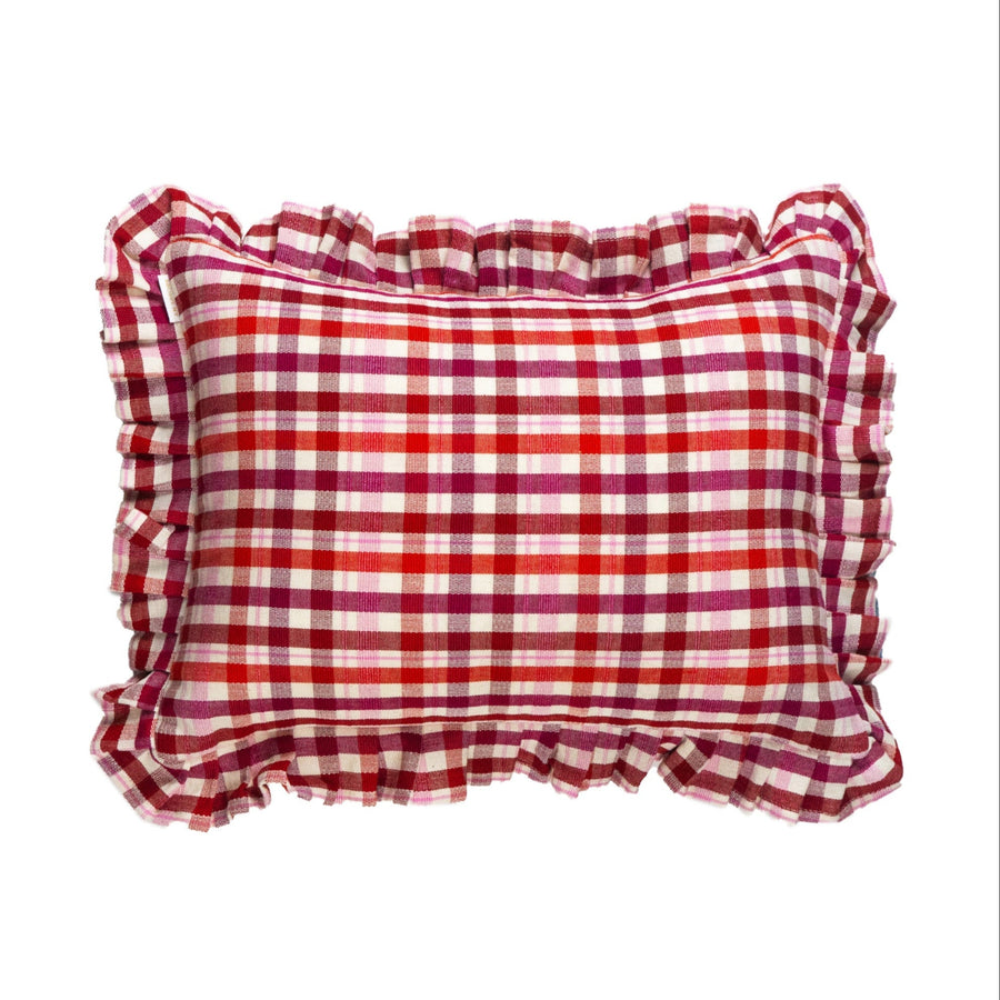 Archive NY Noel Handmade Ruffle Plaid Pillow, 15"x20"