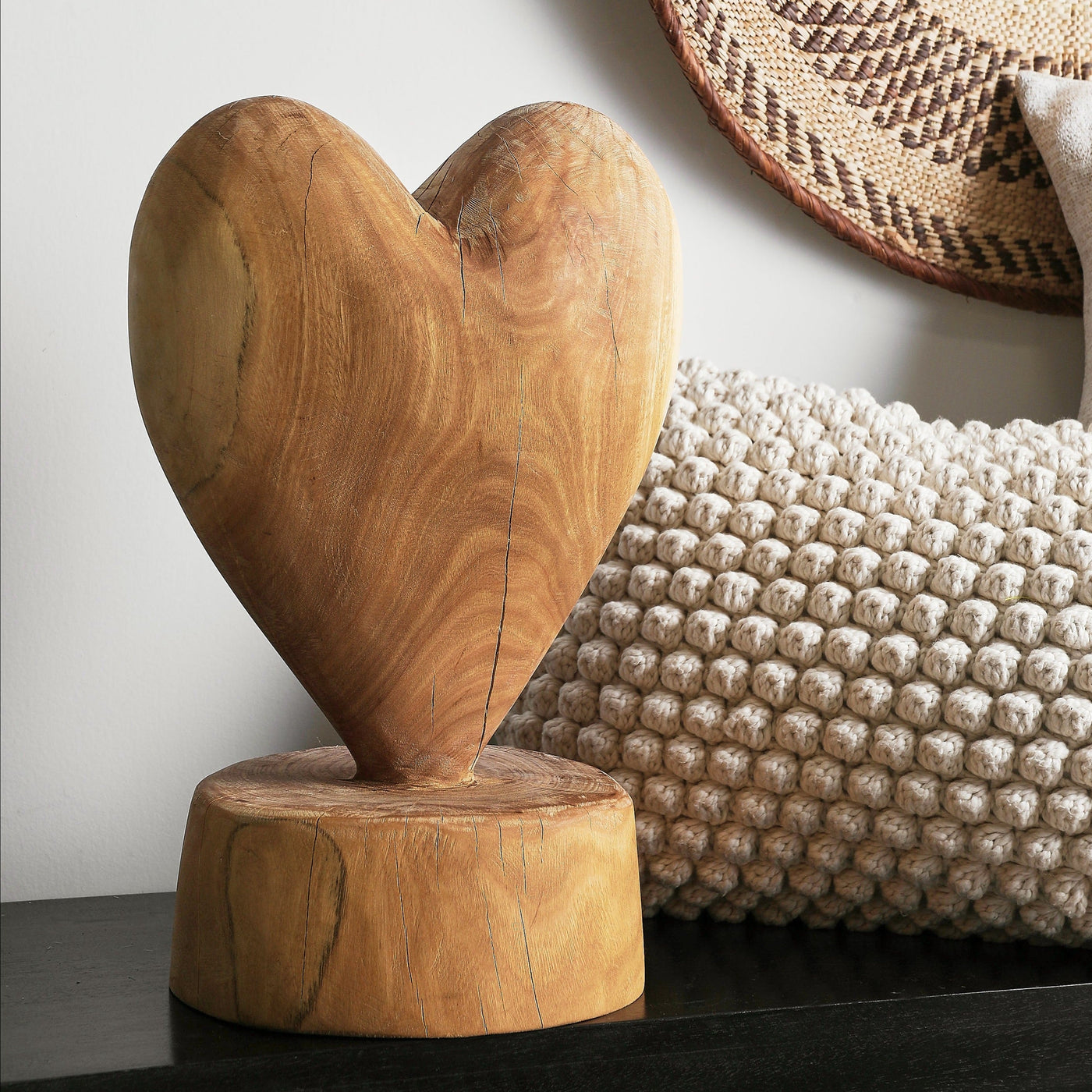 Heart on a Pedestal Eucalyptus Wood Sculpture
