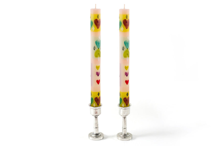 Pastel Hearts Painted Candles