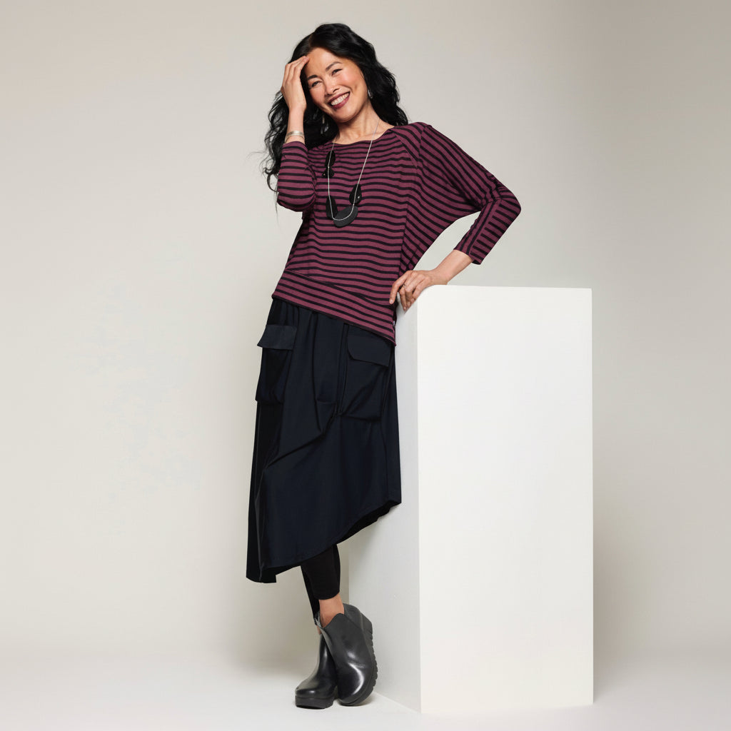 Zip-Side Pullover - Fig/Black