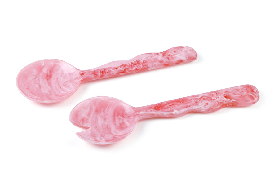 Handcrafted Resin Salad Server, Pink Set of 2