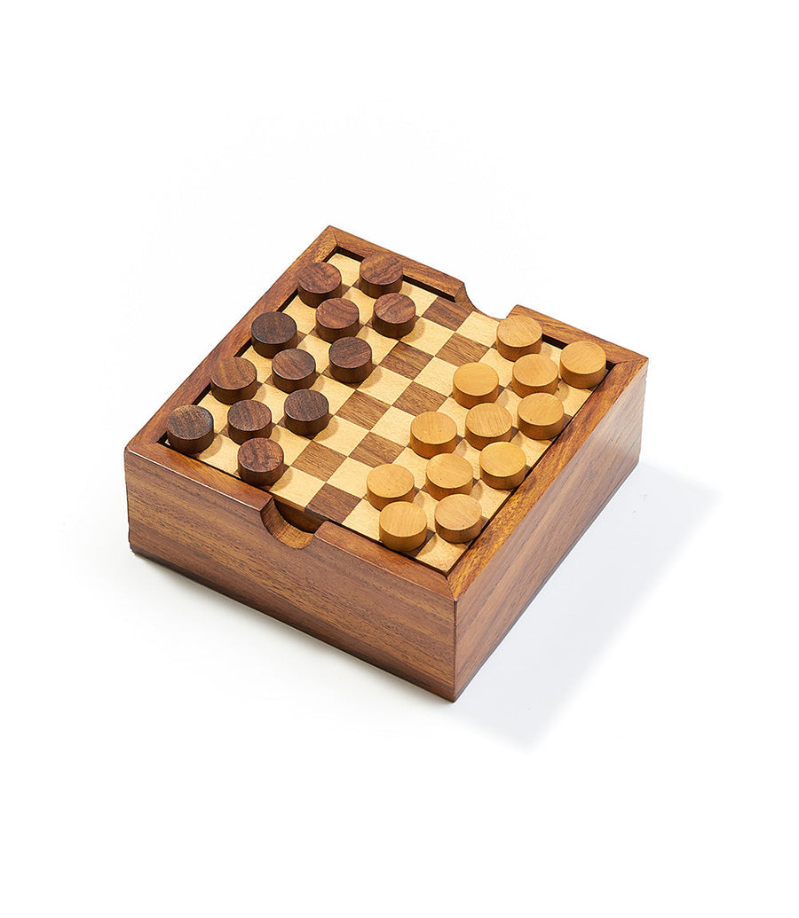 Handcrafted Rosewood 2-in-1 Game Set – Checkers & Tic-Tac-Toe